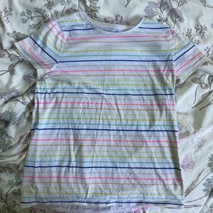 So rainbow striped pattern short sleeved t-shirt